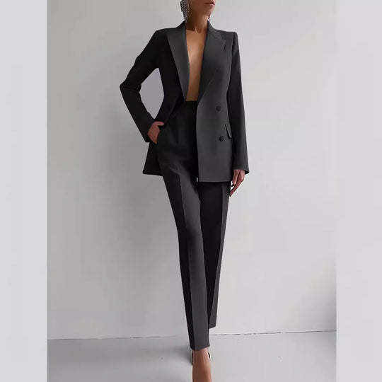 Damen elegante zweireihige Blazer mit maßgeschneiderter Hose R&B