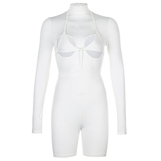 Damen modisches Sport-Set mit High-Neck-Oberteil und Figurbetonter Hose R&B