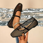 Damen Elegante und luftige Ballerinas mit Riemchen R&B