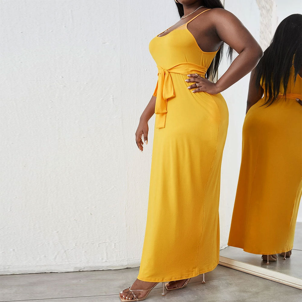 Damen Maxikleid mit zartem BindR&Band und verstellbaren Spagettiträgern R&B