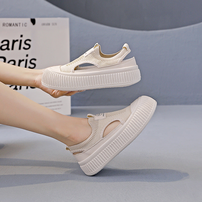 Damen Sneakers mit elastischem Obermaterial und sportlicher Plattform R&B