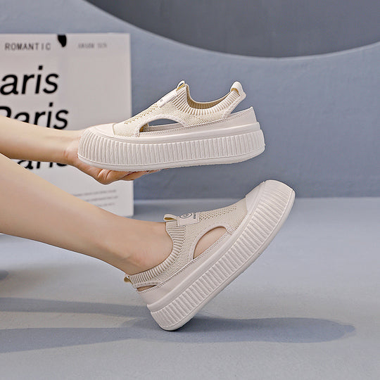 Damen Sneakers mit elastischem Obermaterial und sportlicher Plattform R&B
