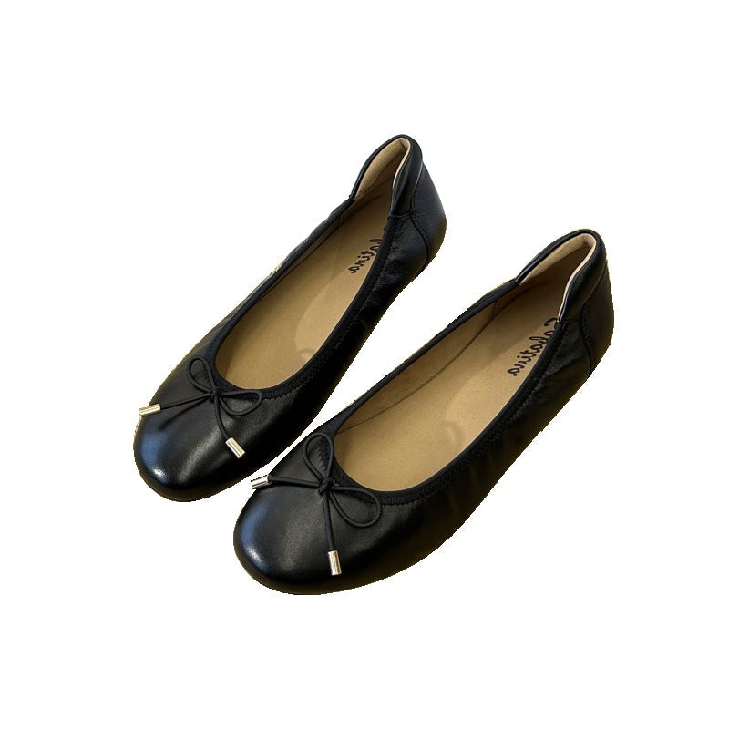 Damen Ballerinas mit modischem Schleifen-Detail und hochwertiger Lederoberfläche