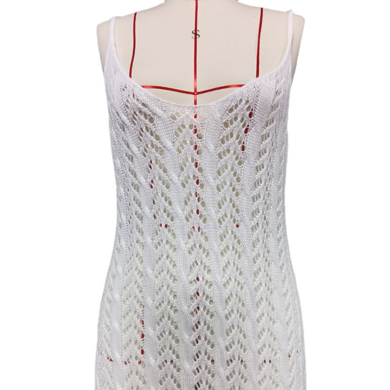 Damen eleganter und transparenter Häkel-Strandüberwurf R&B