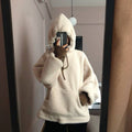 Damen kuscheliger Kapuzenpullover im Oversized-Stil mit vorderer Kängurutasche und elastischen Bündchen