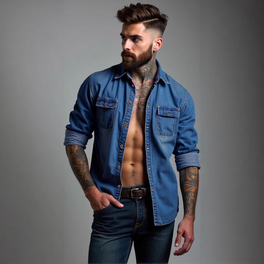 Herren lässige Baumwollhemd R&B