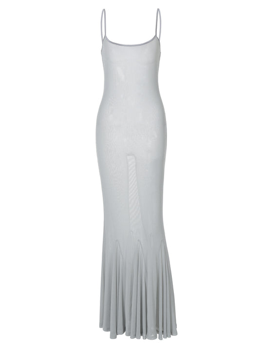 Damen Elegantes Maxikleid mit schwingendem Rock und feinen Spaghettiträgern R&B