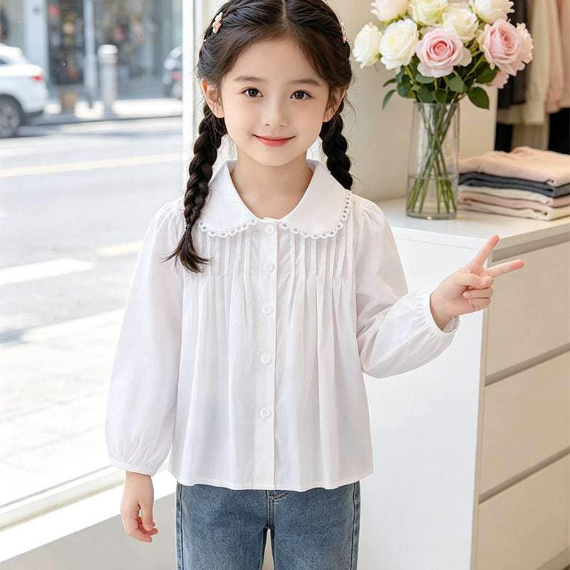 Mädchen Bluse mit Rüschendetails und elegantem Kragen R&B