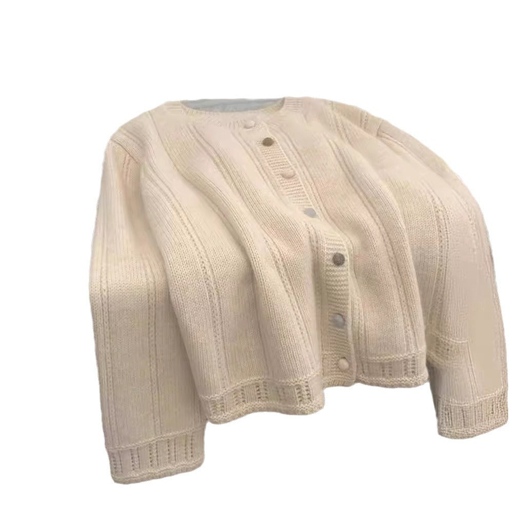 Damen Grobstrick-Cardigan mit geschmackvollem Knopfverschluss und weiten Ärmeln R&B