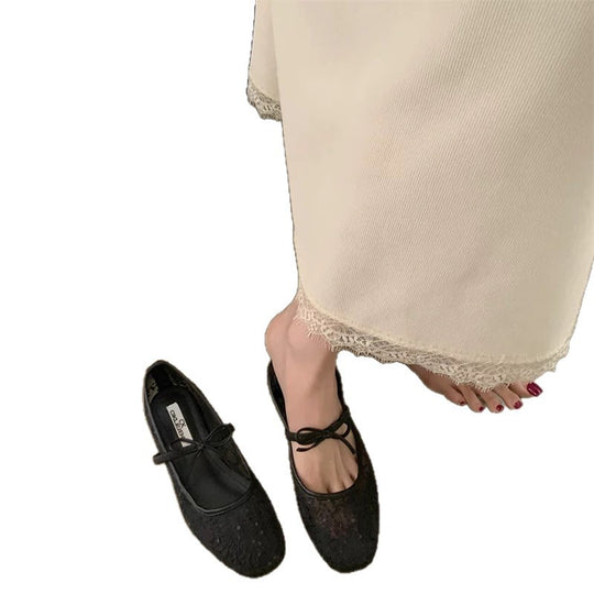 Damen Ballerinas mit elegantem Spitzenmuster R&B