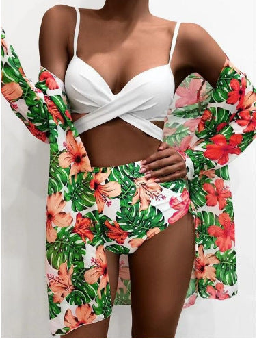 Damen Zweiteiliges Bikini-Set mit floralem Wickelüberwurf R&B
