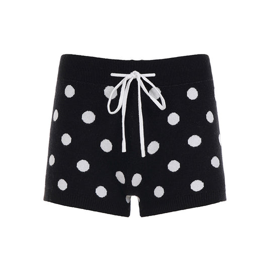 Damen Sportliche Kurze Hose mit gepunktetem Design und verstellbarem Bund R&B