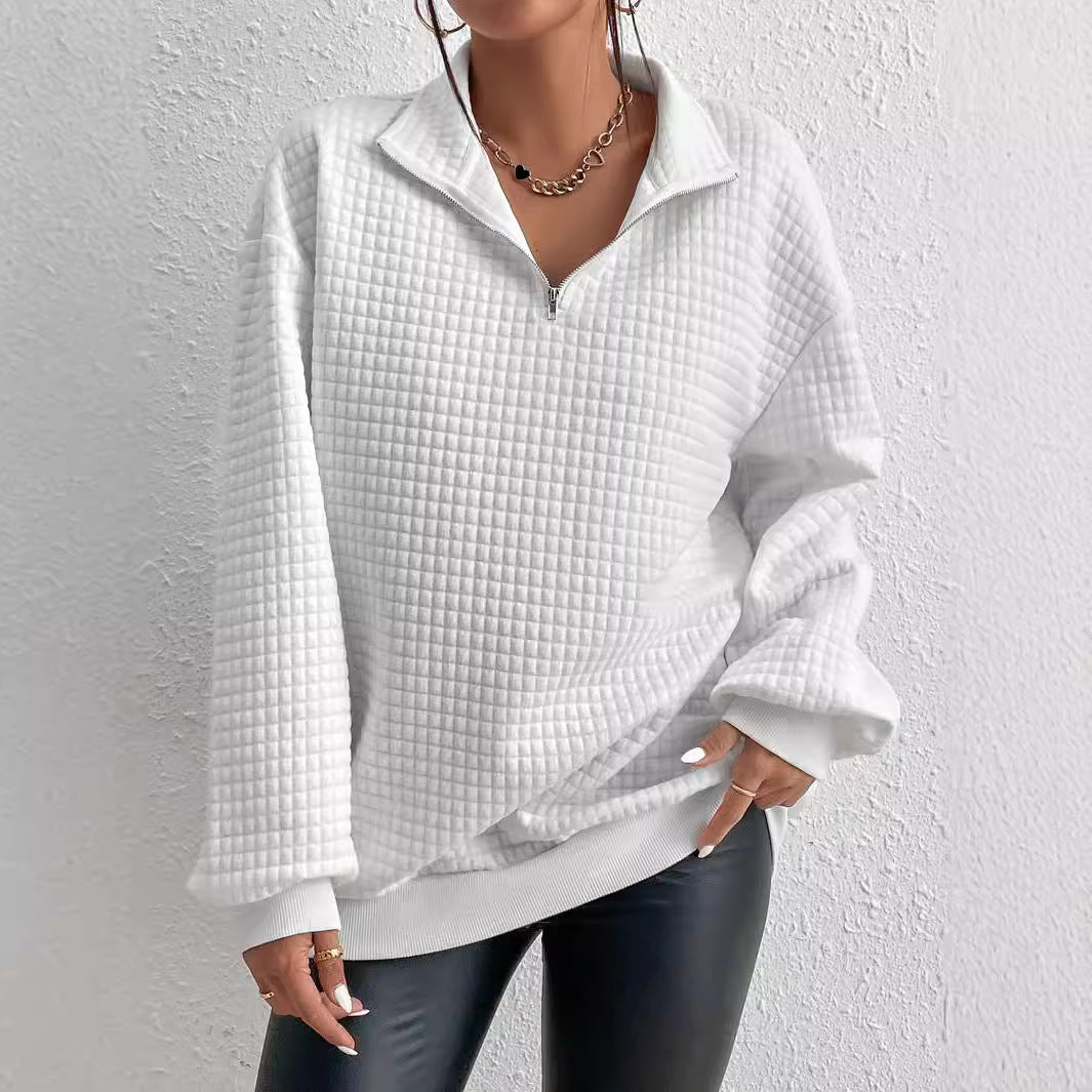 Damen Oversized Sweatshirt mit hochgezogenem Kragen und strukturiertem Design R&B