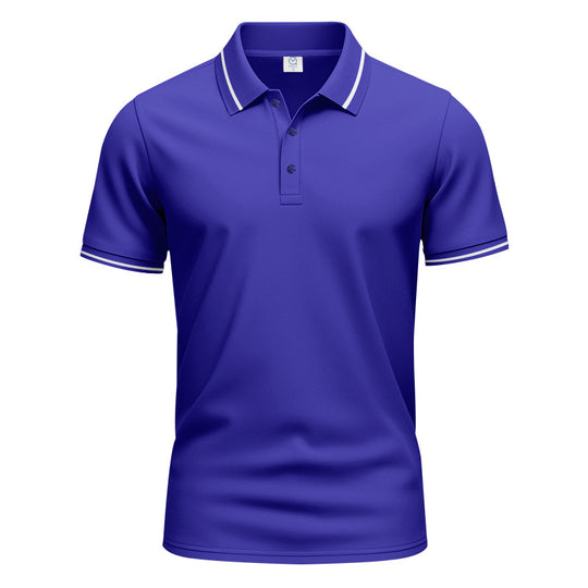 Herren nan atmungsaktives Interlock-Poloshirt mit Kontrast-Tipping, kurzer Knopfleiste und schmaler Silhouette R&B