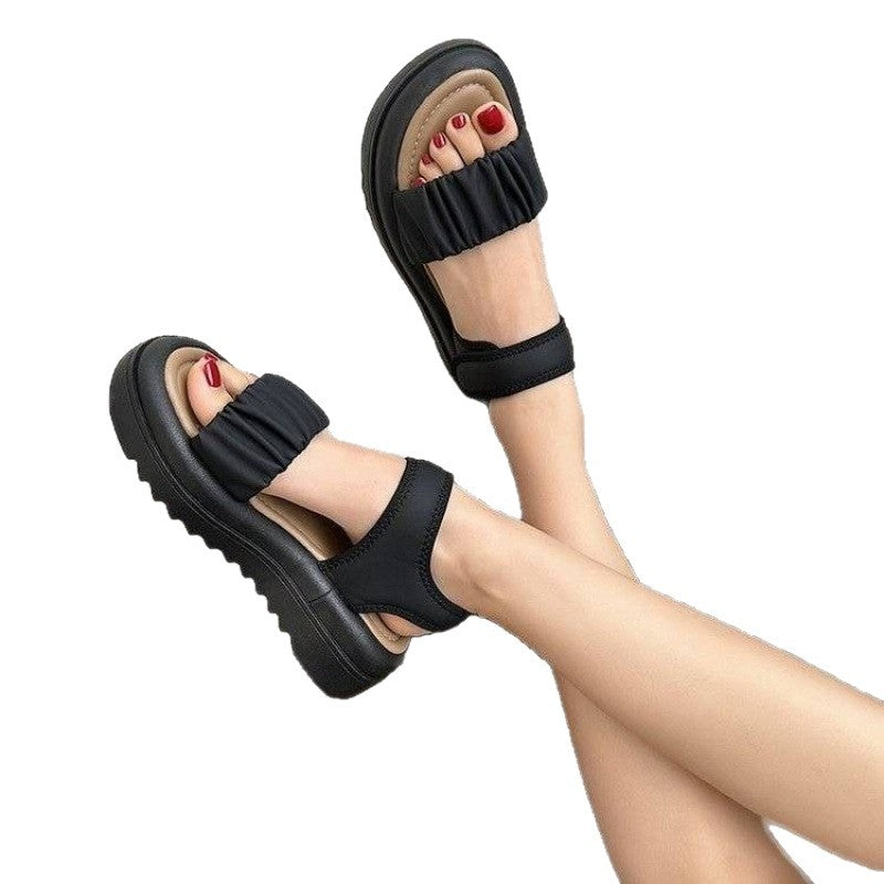 Damen Komfortable Riemchen-Sandalen mit modischem Falten-Design R&B