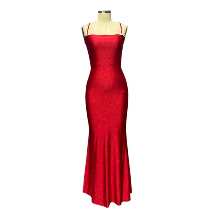Damen Elegantes figurbetontes Abendkleid mit feinen Spaghettiträgern R&B