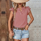 Damen Leichte Sommerbluse mit Streifenmuster und Rüschendetails R&B
