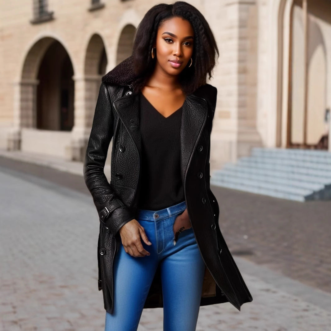 Damen jacke mit umschlagbarem Kragen und hochwertigen Details R&B