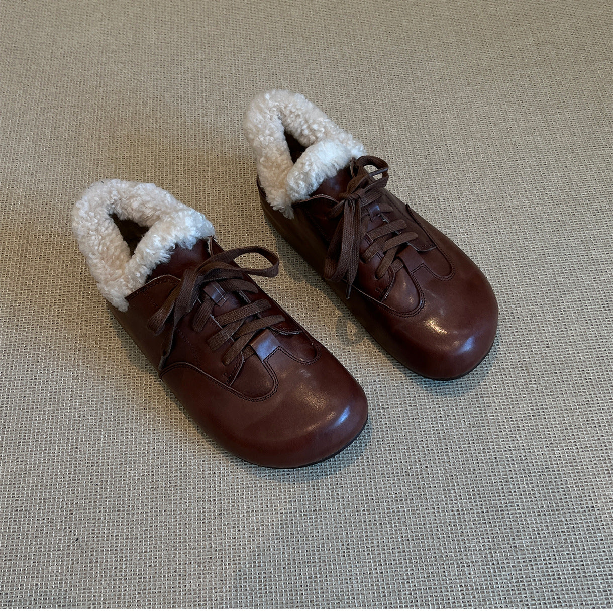Damen gemütliche Schnürschuhe mit warmem Fleece-Futter R&B