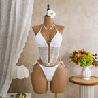 Damen Triangel-Bikini mit raffiniertem Netzdesign und luxuriösen Ringen R&B