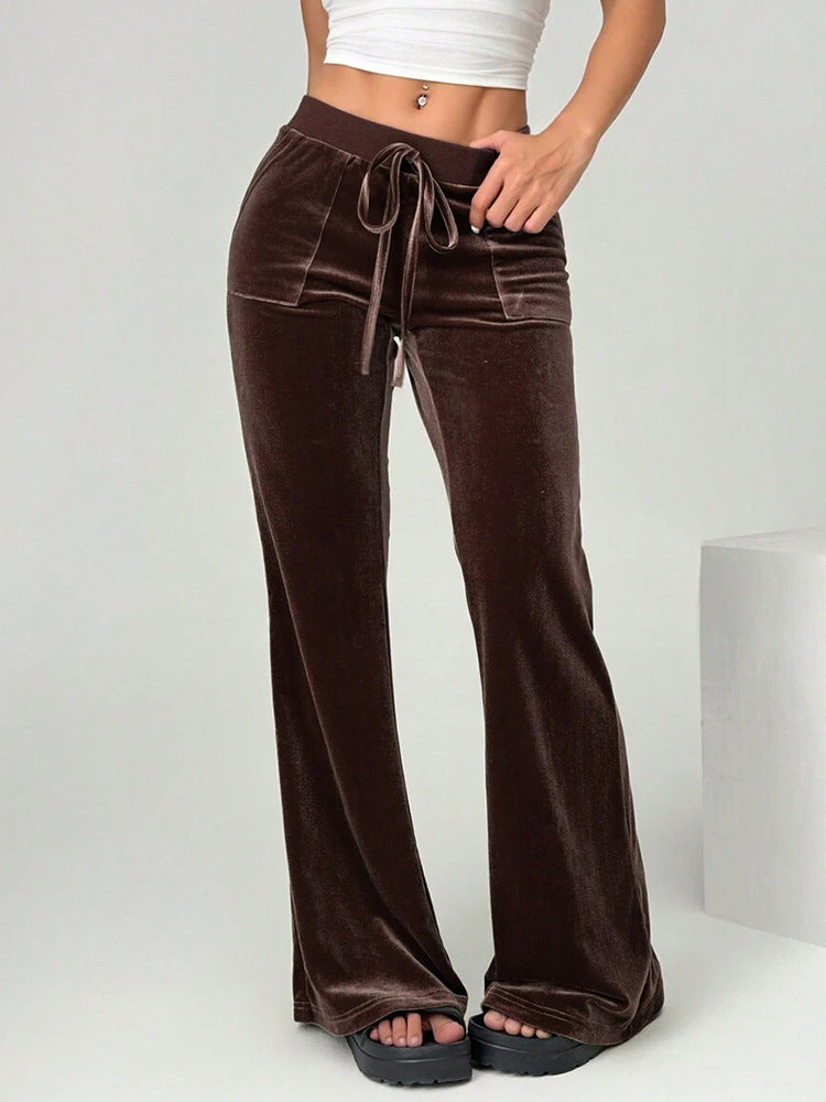 Damen Velours Freizeithose mit elastischem Bund und Taschen R&B
