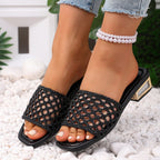 Damen Offene Mules mit geflochtenem Riemendesign R&B