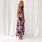 Damen Maxikleid mit elegantem Faltenwurf und Halterneck R&B