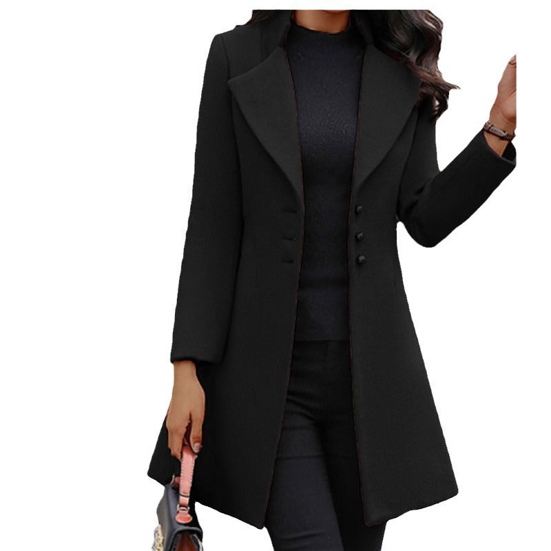 Damen Eleganter Mantel mit modernem Kragen und praktischen Knöpfen