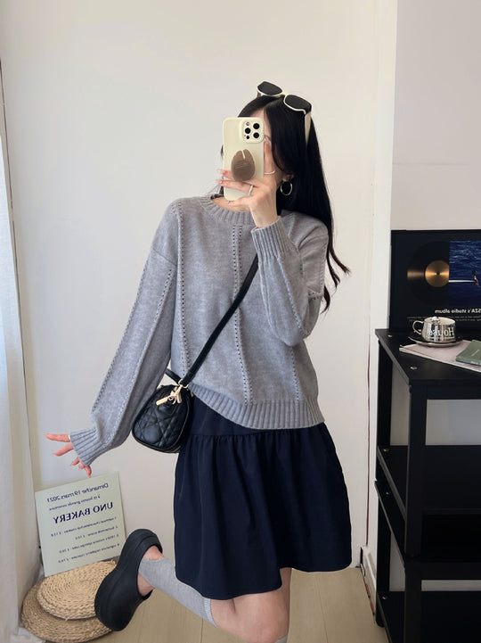 Damen Gemusterter Strickpullover mit bequemen Oversized-Schnitten R&B
