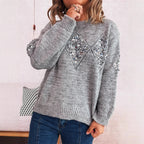 Damen Strickpullover mit glitzernden Applikationen R&B