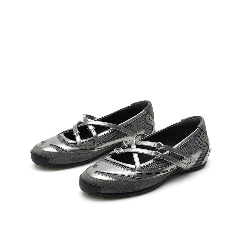 Damen Freizeit-Ballerinas mit atmungsaktivem Obermaterial und flexiblem Riemchen R&B