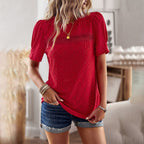 Damen Elegantes Blusenshirt mit Puffärmeln und feinem Muster R&B