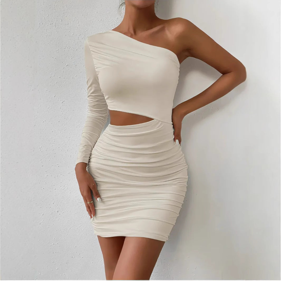 Damen figurbetontes Wickelkleid mit asymmetrischem Design und raffinierten Rüschendetails R&B