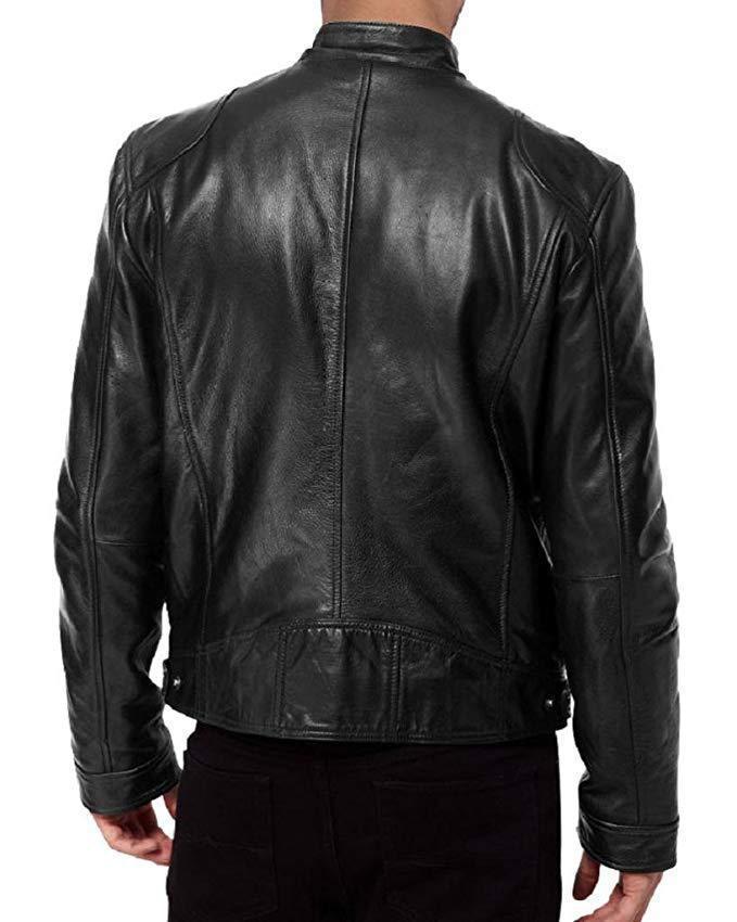 Herren Robuste Leder Bikerjacke