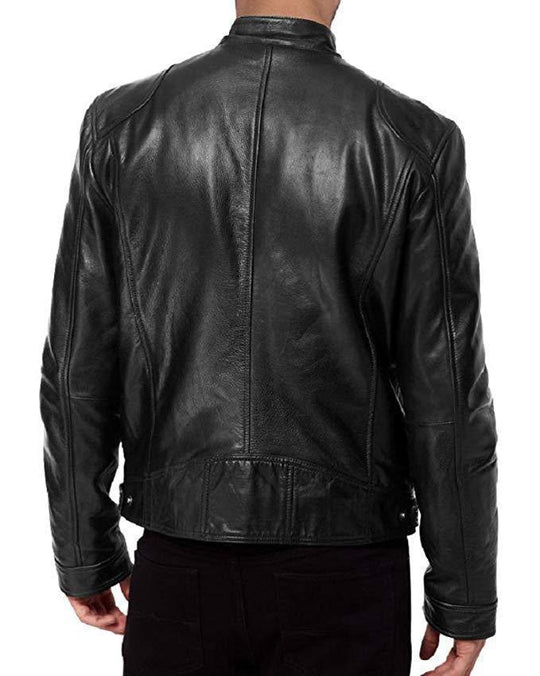Herren Robuste Leder Bikerjacke