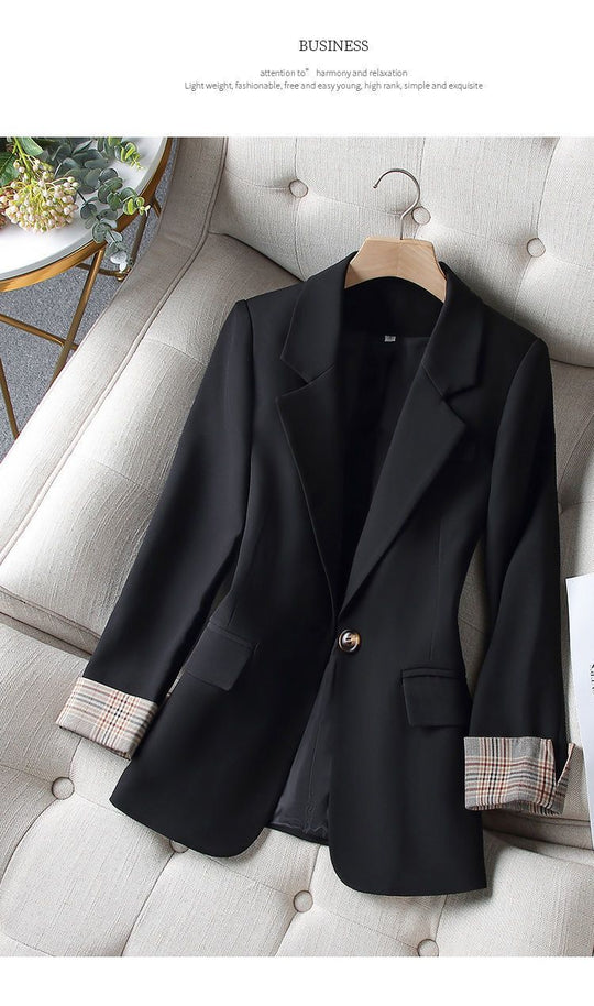 Damen Eleganter Blazer mit modernen Karodetails R&B
