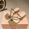 Damen Elegante Sandalen mit funkelndem Kristall und transparentem Blockabsatz EB