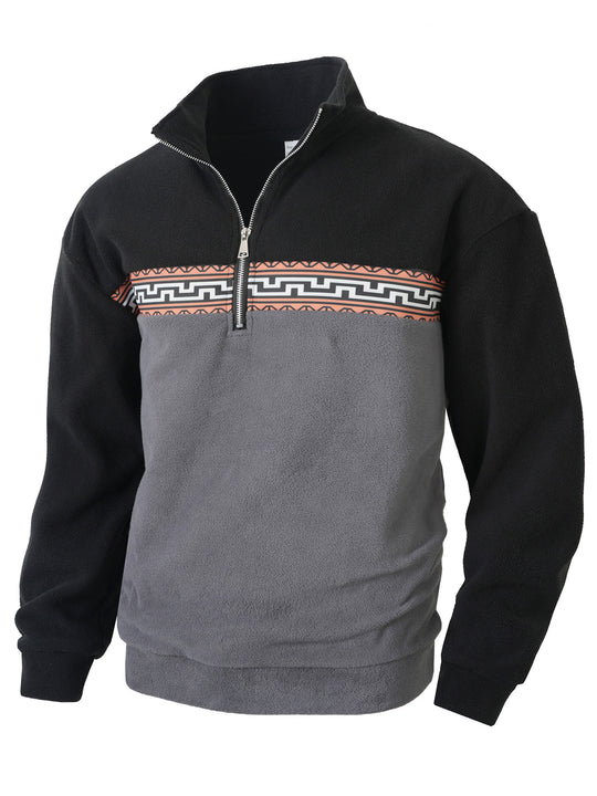 Herren Fleece Pullover mit modischem Stehkragen R&B