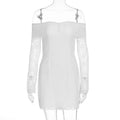 Damen Off-Shoulder Kleid mit Spitzenärmeln und figurbetontem Schnitt R&B