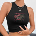 Damen Crop-Top mit Vintage Cowboy-Motiv R&B