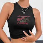 Damen Crop-Top mit Vintage Cowboy-Motiv R&B