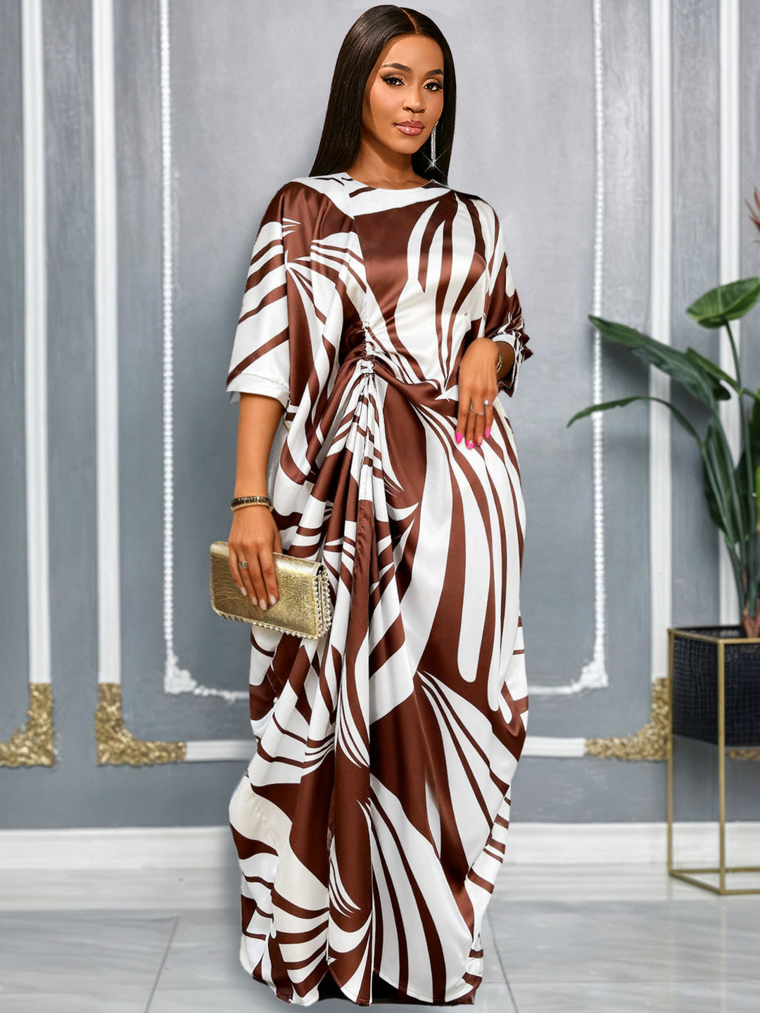 Damen luxuriöser Kaftan mit auffälligem Muster R&B