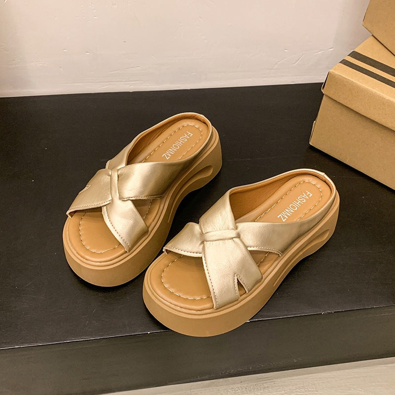 Damen Plateau-Sandalen mit stilvollem Knotendesign und bequemem Fußbett R&B