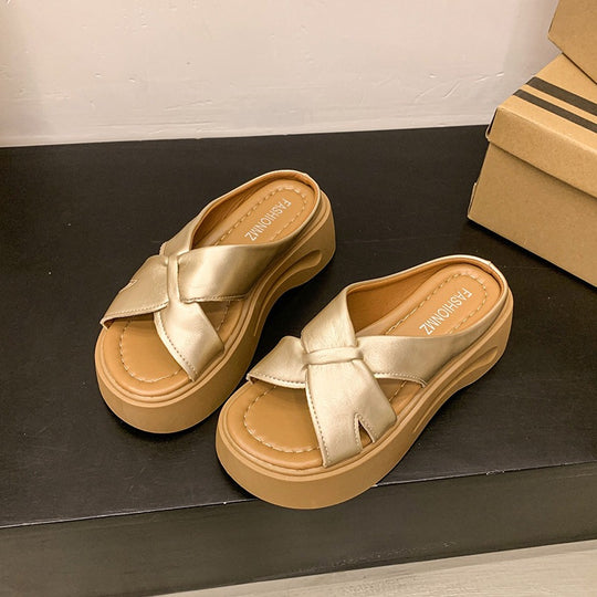Damen Plateau-Sandalen mit stilvollem Knotendesign und bequemem Fußbett R&B