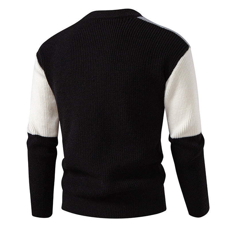 Herren farbenfroher Strukturpullover mit modernem Schnitt und Rundhalsausschnitt R&B