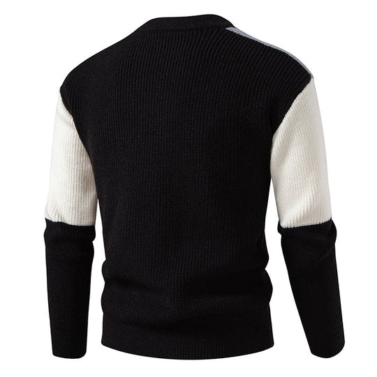 Herren farbenfroher Strukturpullover mit modernem Schnitt und Rundhalsausschnitt R&B