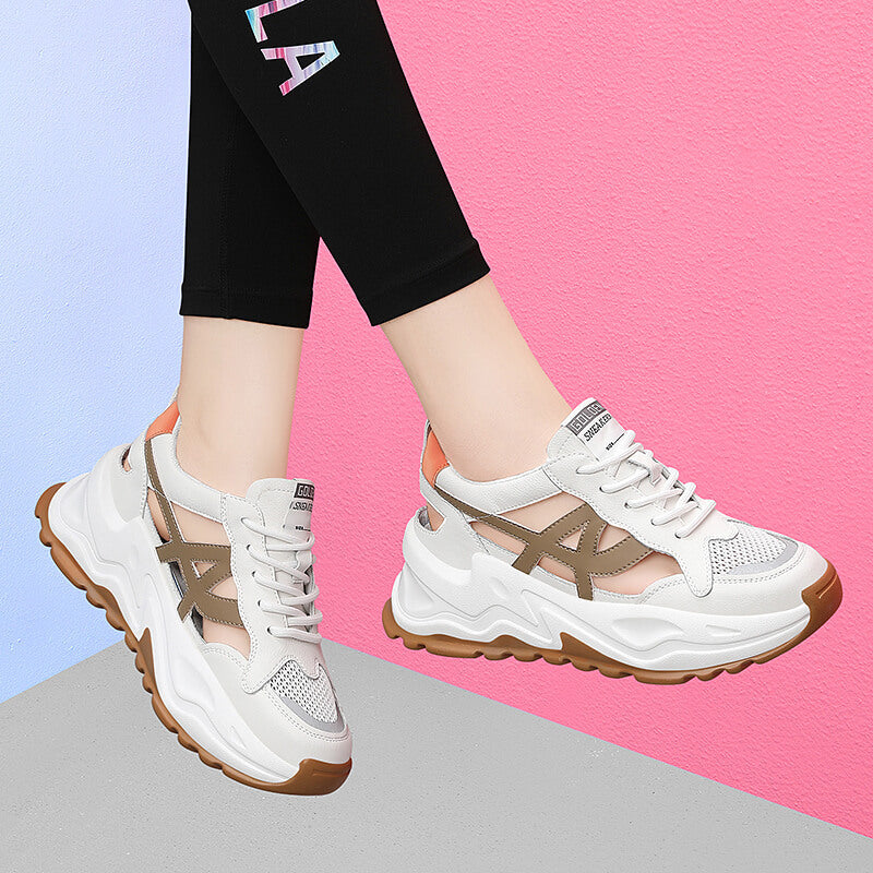Damen Modische und komfortable Sneakers mit atmungsaktivem Mesh-Heel und stoßdämpfendem Fußbett R&B