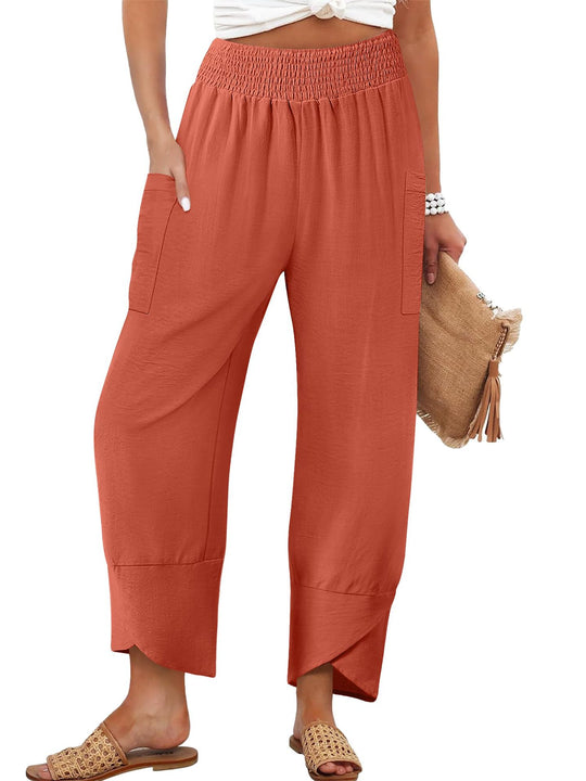 Damen Weite Sommerhose mit elastischem Bund und praktischen Taschen R&B