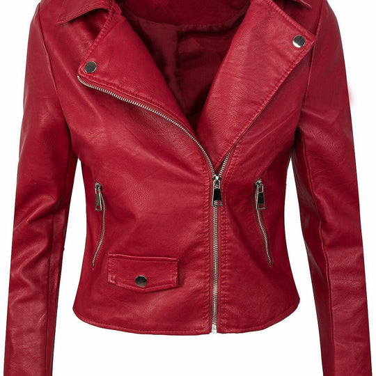 Damen stylische Bikerjacke aus hochwertigem R&B