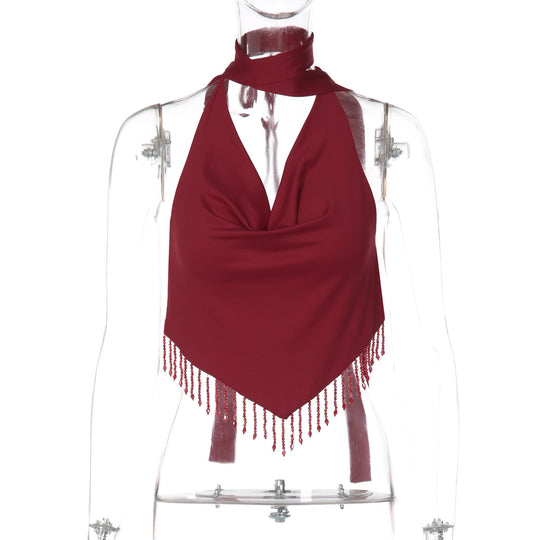 Damen Haltertop mit eleganter Fransenverzierung R&B